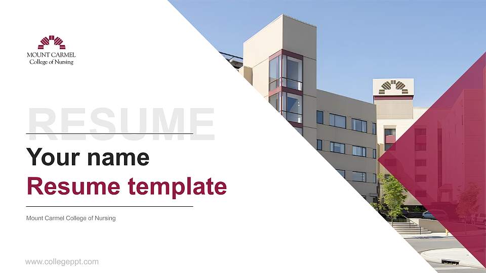 Mount Carmel College of Nursing Resume PPT Template16:9 ratio PPT effect preview image