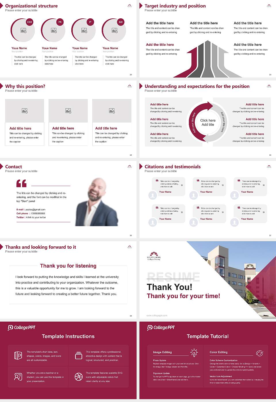 Mount Carmel College of Nursing Resume PPT Template16:9 ratio PPT effect preview image4
