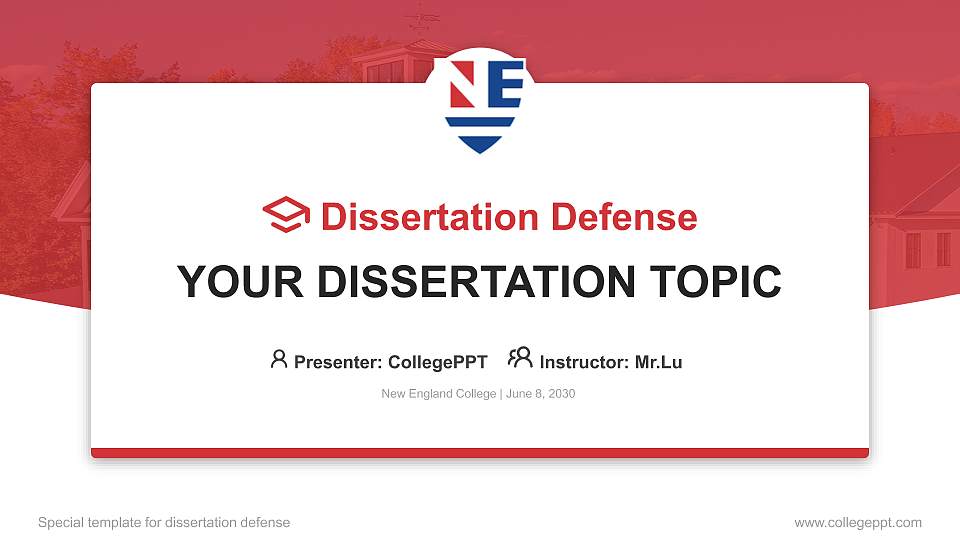 New England College Graduation Thesis Defense PPT Template16:9 ratio PPT effect preview image