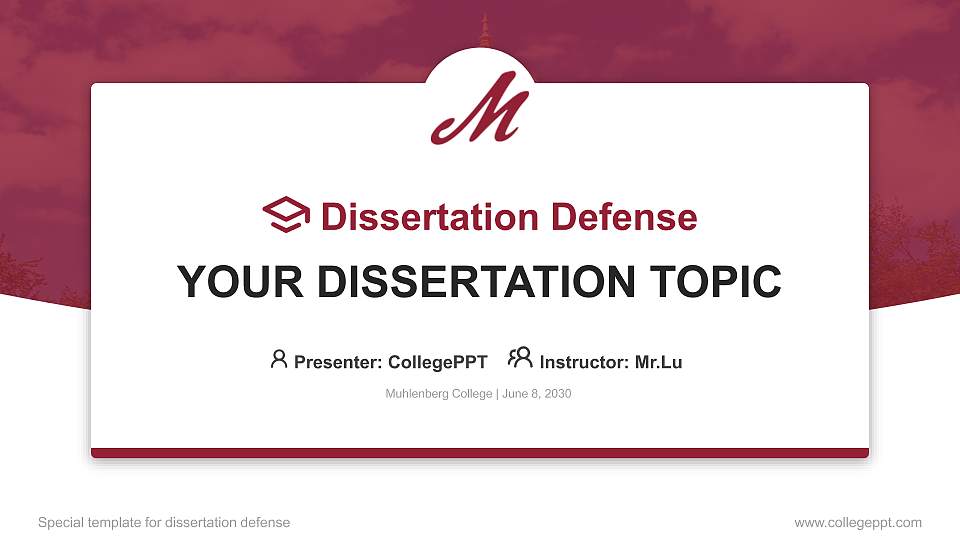 Muhlenberg College Graduation Thesis Defense PPT Template16:9 ratio PPT effect preview image