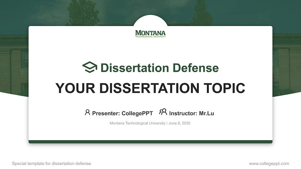 Montana Technological University Graduation Thesis Defense PPT Template16:9 ratio PPT effect preview image