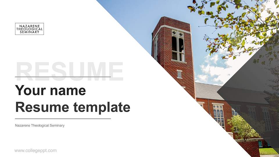 Nazarene Theological Seminary Resume PPT Template16:9 ratio PPT effect preview image