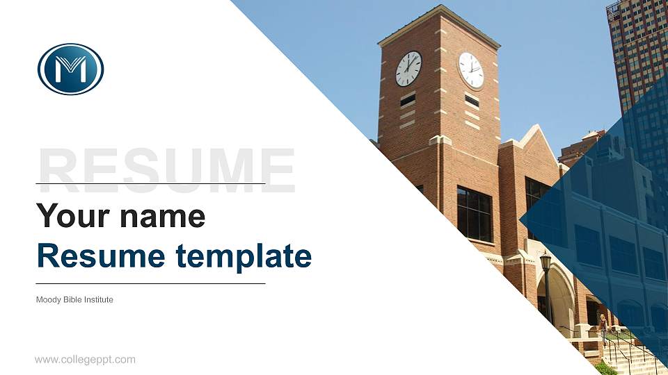 Moody Bible Institute Resume PPT Template16:9 ratio PPT effect preview image