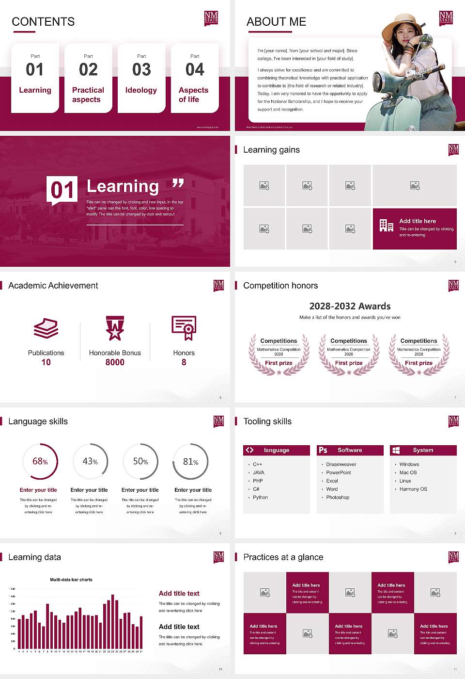 New Mexico State University-Main Campus National Scholarship Defense PPT Template16:9 ratio PPT effect preview image2