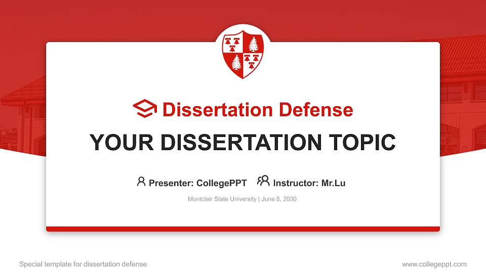 Montclair State University Graduation Thesis Defense PPT Template16:9 ratio PPT effect preview image