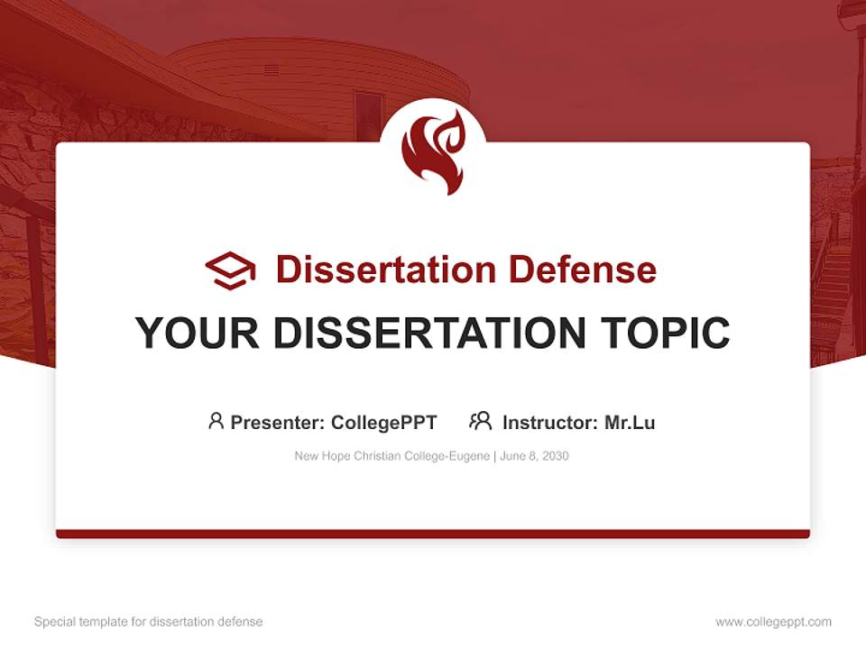 New Hope Christian College-Eugene Graduation Thesis Defense PPT Template4:3 ratio PPT effect preview image7