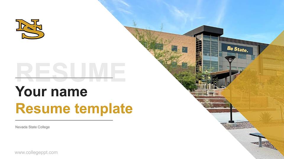 Nevada State College Resume PPT Template16:9 ratio PPT effect preview image