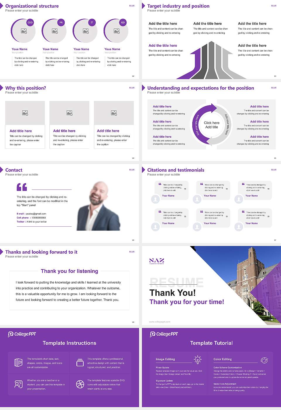 Nazareth University Resume PPT Template16:9 ratio PPT effect preview image4