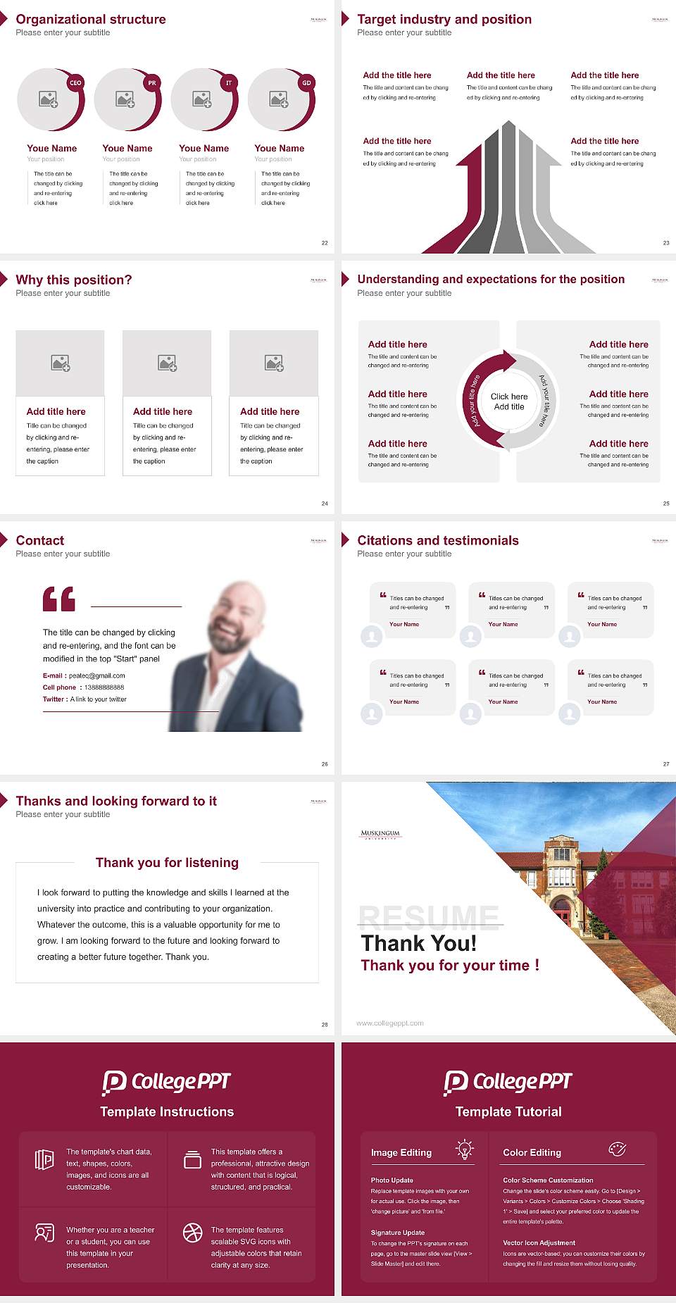 Muskingum University Resume PPT Template4:3 ratio PPT effect preview image4