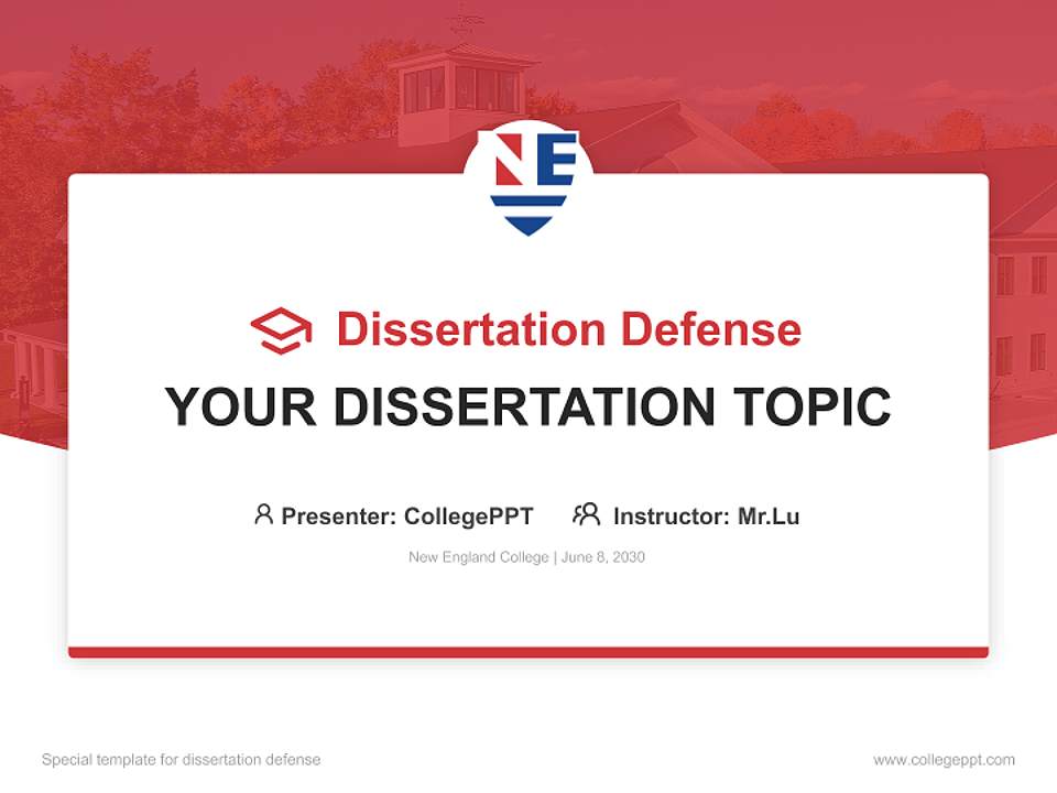 New England College Graduation Thesis Defense PPT Template4:3 ratio PPT effect preview image7