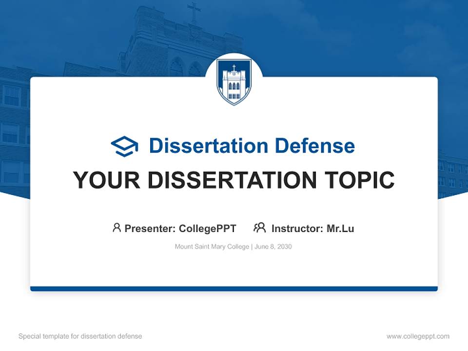 Mount Saint Mary College Graduation Thesis Defense PPT Template4:3 ratio PPT effect preview image7