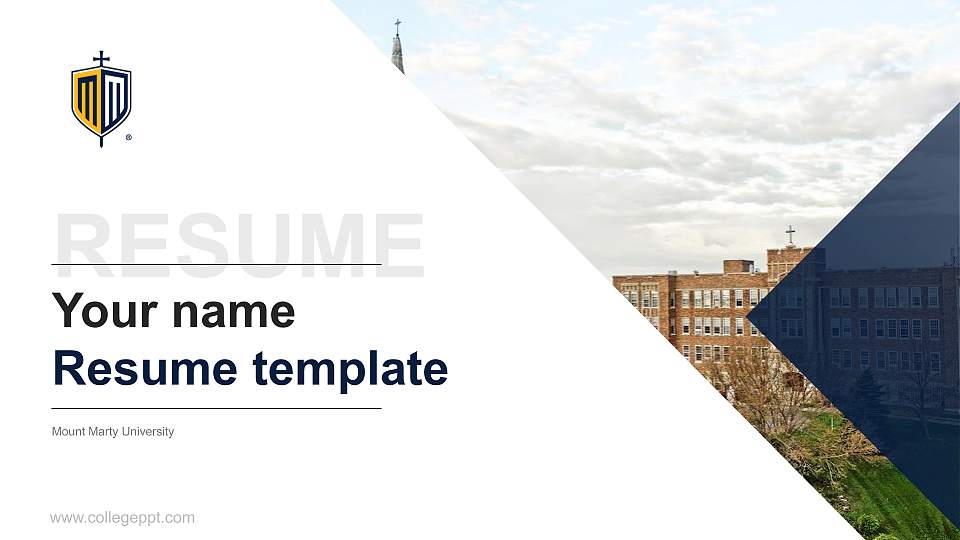Mount Marty University Resume PPT Template16:9 ratio PPT effect preview image