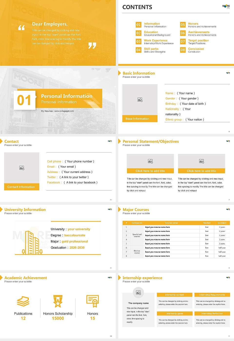 Moore College of Art and Design Resume PPT Template16:9 ratio PPT effect preview image2