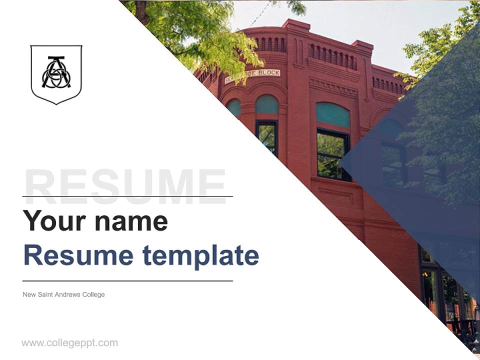 New Saint Andrews College Resume PPT Template4:3 ratio PPT effect preview image5