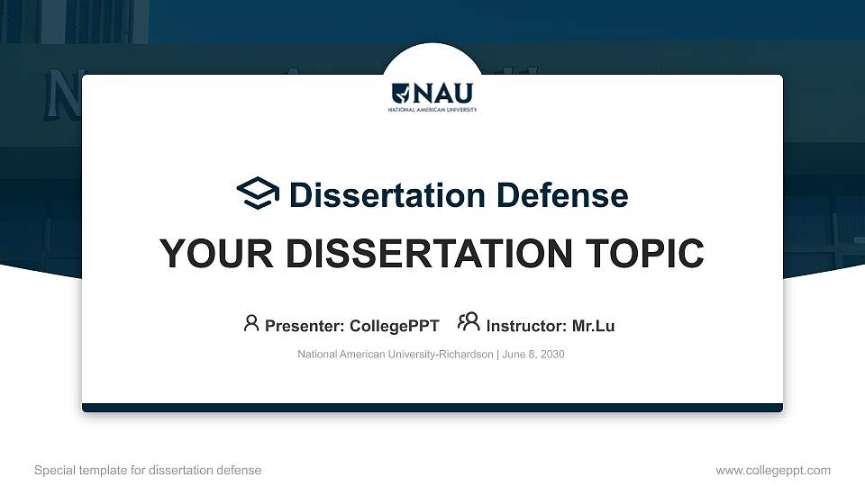 National American University-Richardson Graduation Thesis Defense PPT Template16:9 ratio PPT effect preview image