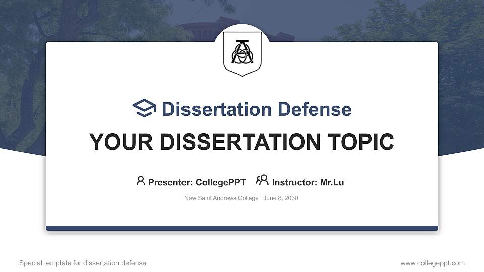 New Saint Andrews College Graduation Thesis Defense PPT Template16:9 ratio PPT effect preview image1