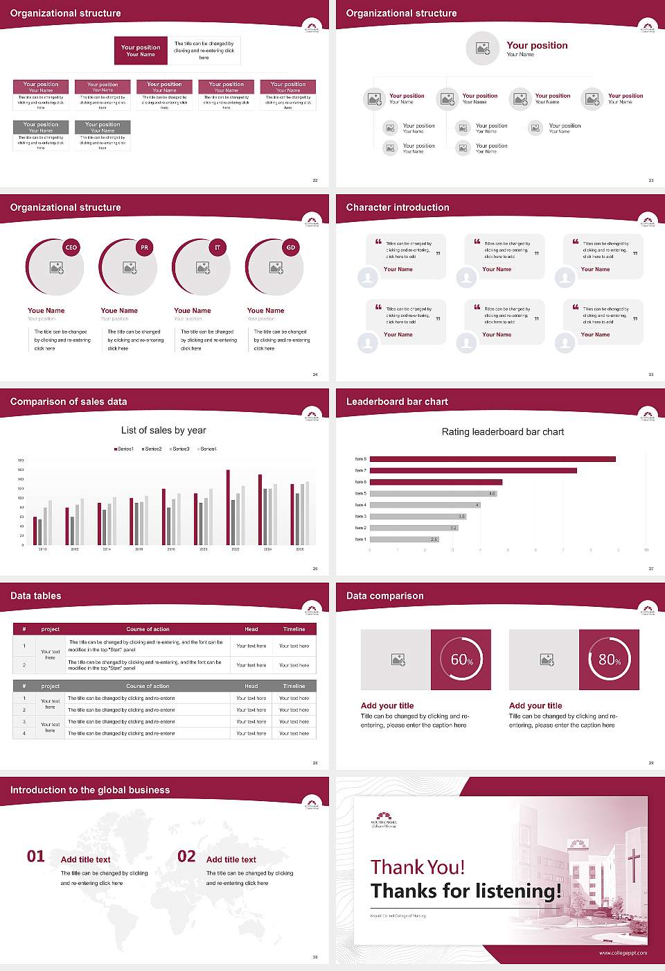 Mount Carmel College of Nursing Academic Presentation/Research Findings Report PPT Template16:9 ratio PPT effect preview image4