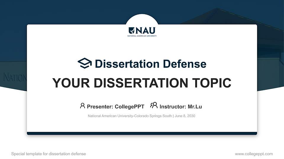 National American University-Colorado Springs South Graduation Thesis Defense PPT Template16:9 ratio PPT effect preview image