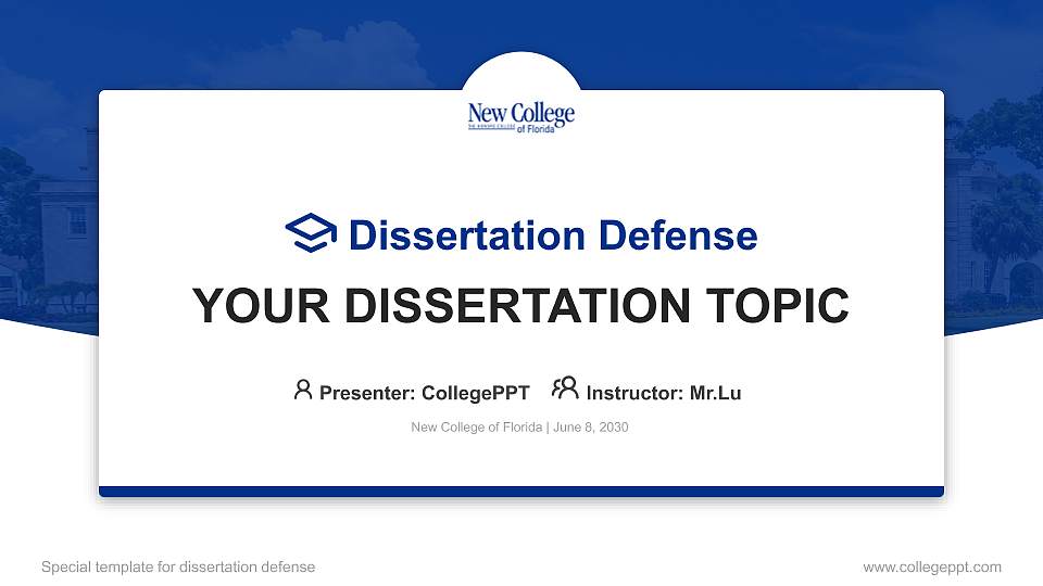 New College of Florida Graduation Thesis Defense PPT Template16:9 ratio PPT effect preview image