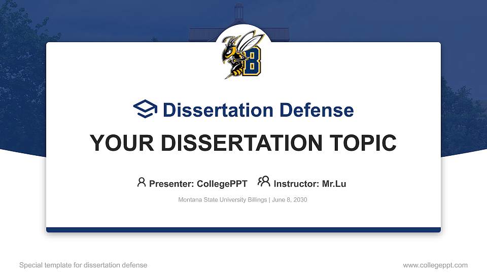 Montana State University Billings Graduation Thesis Defense PPT Template16:9 ratio PPT effect preview image