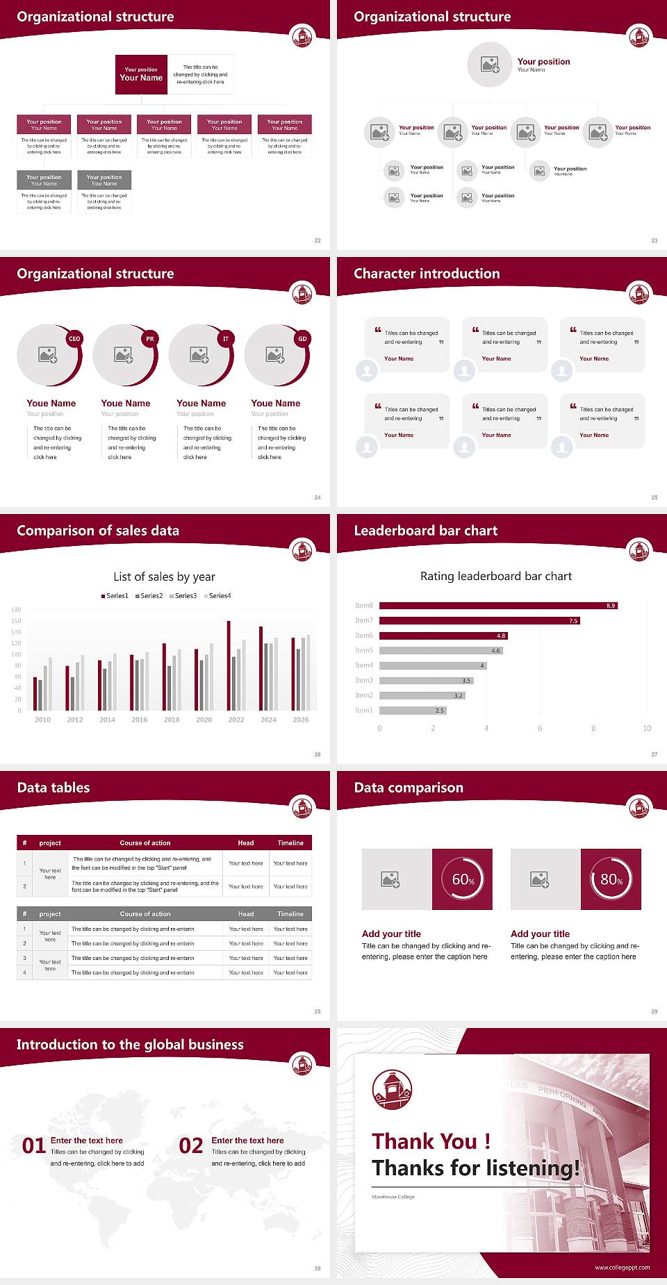 Morehouse College Academic Presentation/Research Findings Report PPT Template4:3 ratio PPT effect preview image4