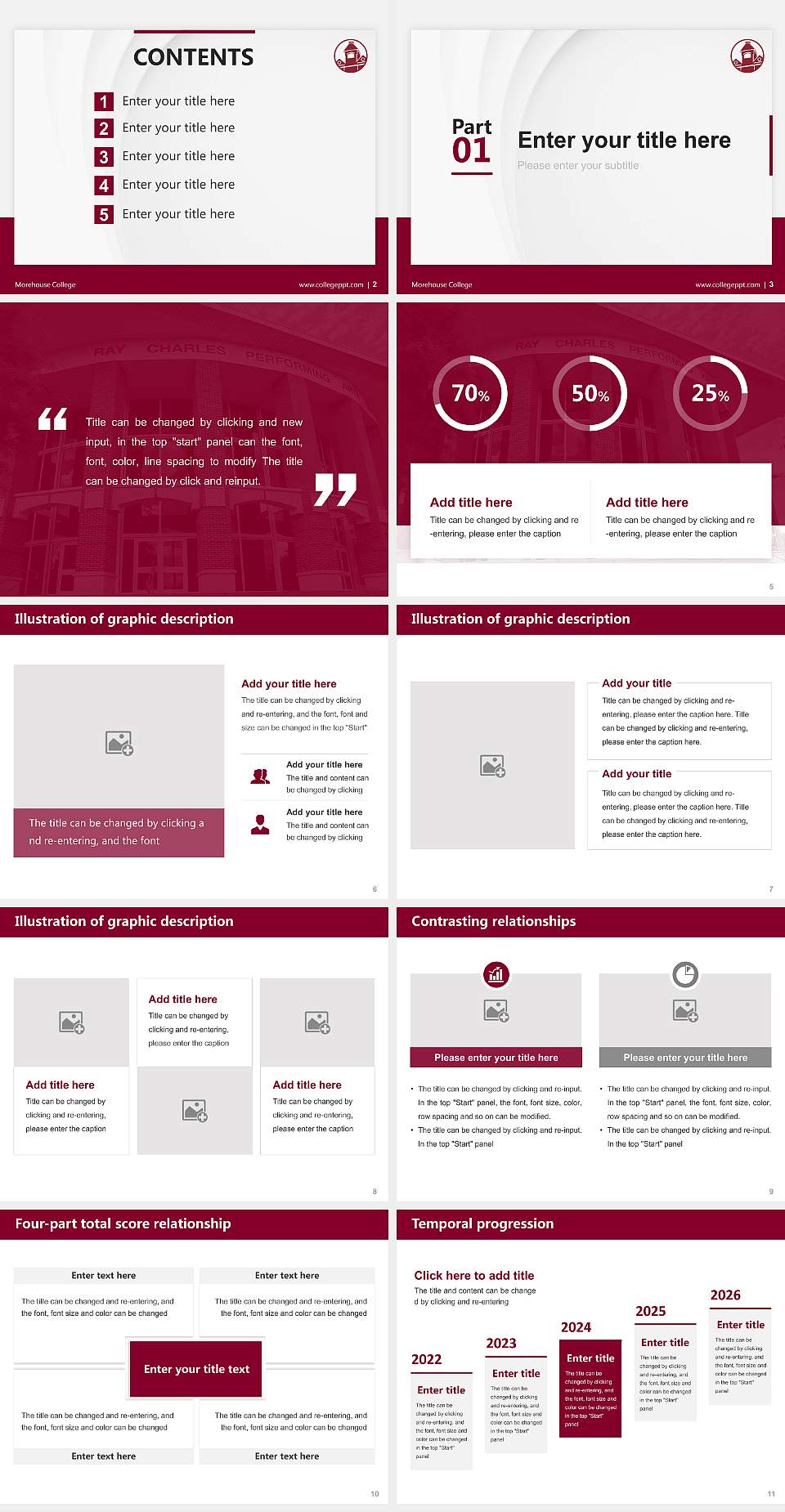 Morehouse College Thesis Proposal/Graduation Defense PPT Template4:3 ratio PPT effect preview image2