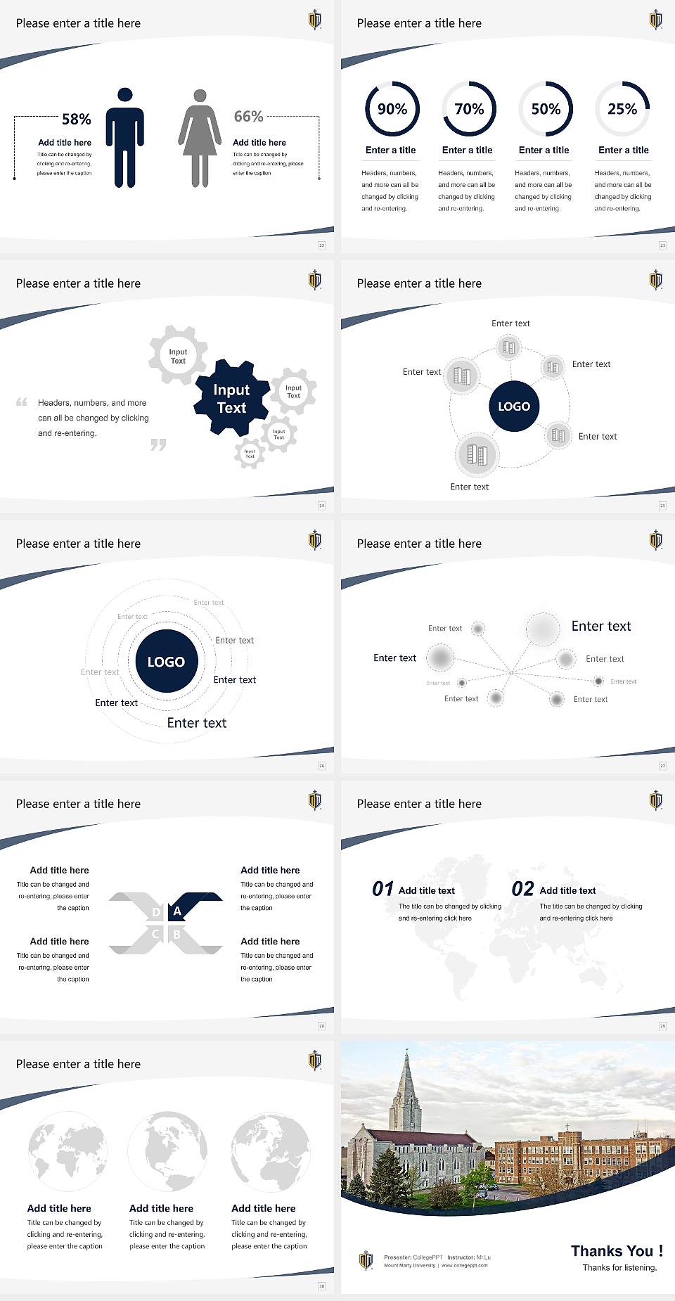 Mount Marty University Course/Courseware Creation PPT Template4:3 ratio PPT effect preview image4