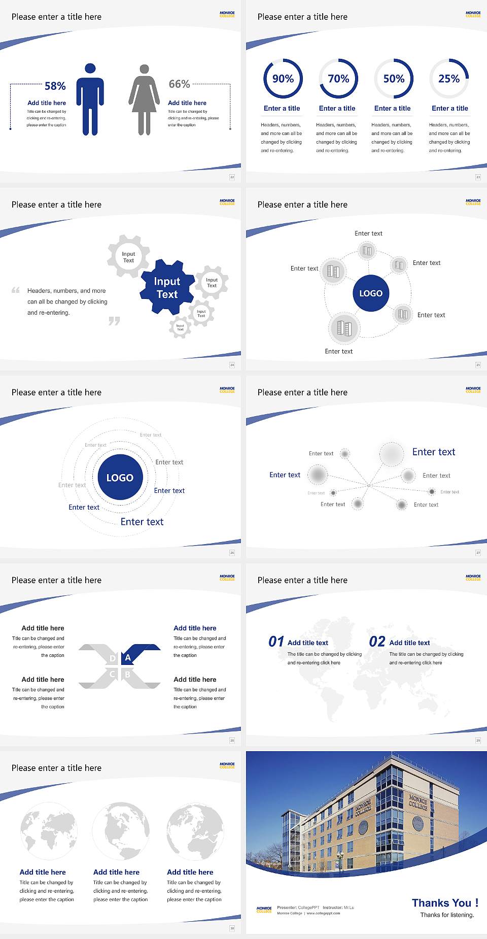 Monroe College Course/Courseware Creation PPT Template4:3 ratio PPT effect preview image4
