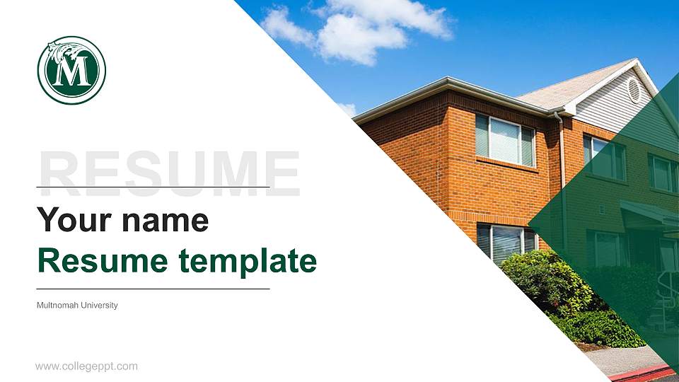Multnomah University Resume PPT Template16:9 ratio PPT effect preview image