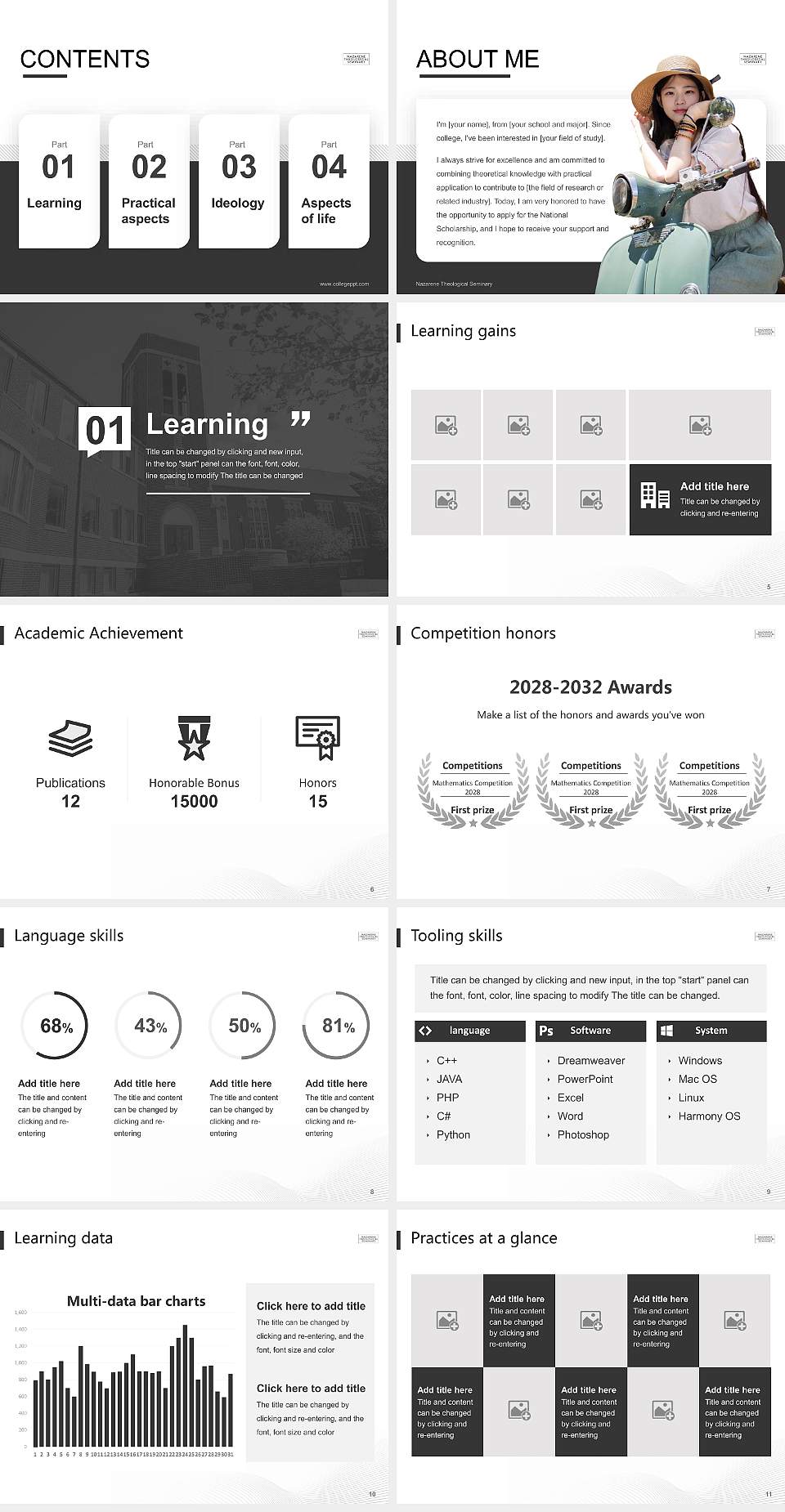 Nazarene Theological Seminary National Scholarship Defense PPT Template4:3 ratio PPT effect preview image2