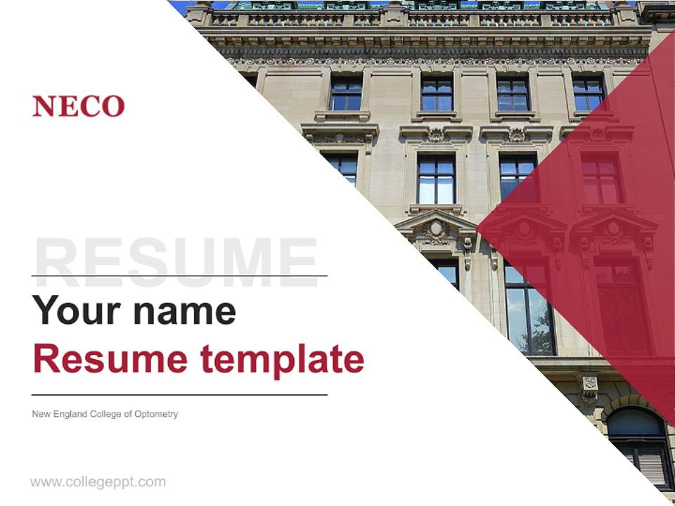 New England College of Optometry Resume PPT Template4:3 ratio PPT effect preview image5