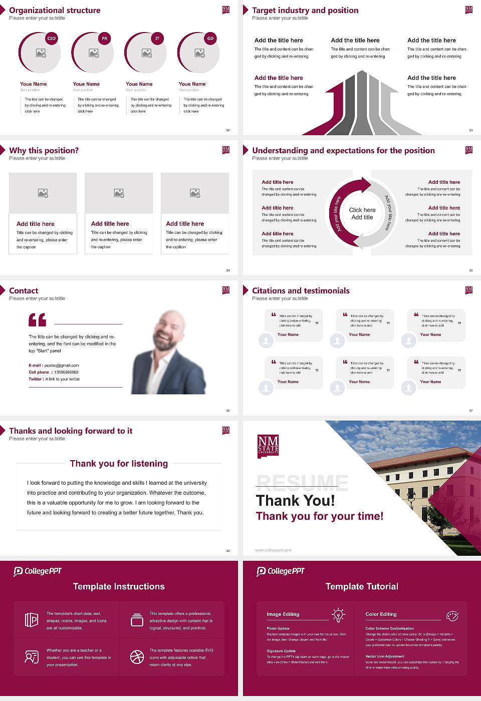 New Mexico State University-Main Campus Resume PPT Template16:9 ratio PPT effect preview image4