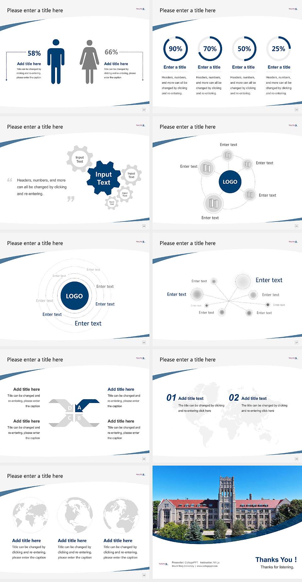 Mount Mary University Course/Courseware Creation PPT Template4:3 ratio PPT effect preview image4