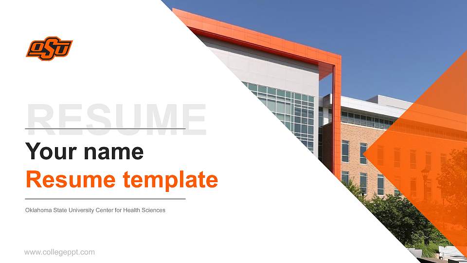 Oklahoma State University Center for Health Sciences Resume PPT Template16:9 ratio PPT effect preview image