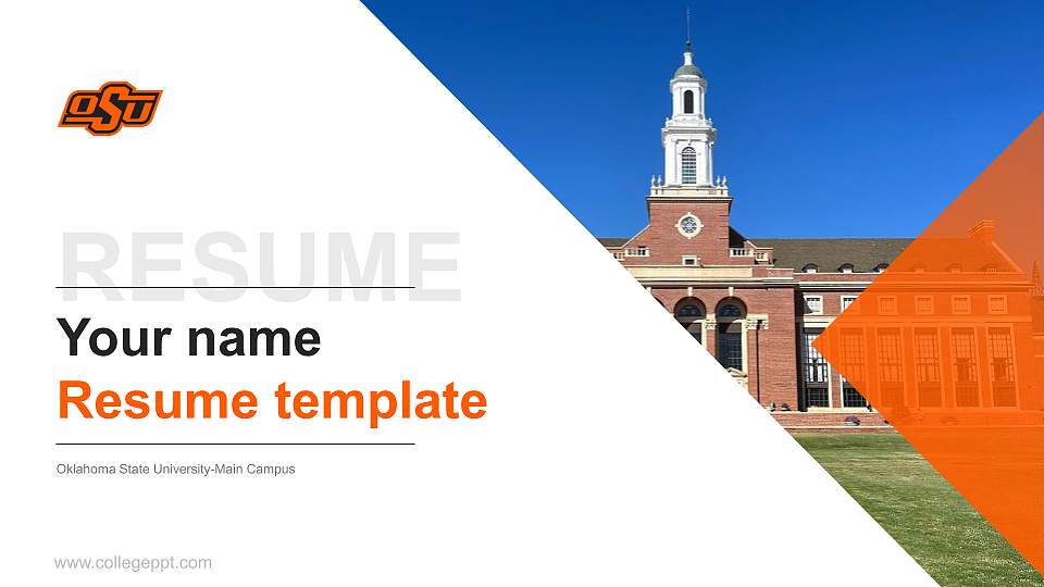 Oklahoma State University-Main Campus Resume PPT Template16:9 ratio PPT effect preview image