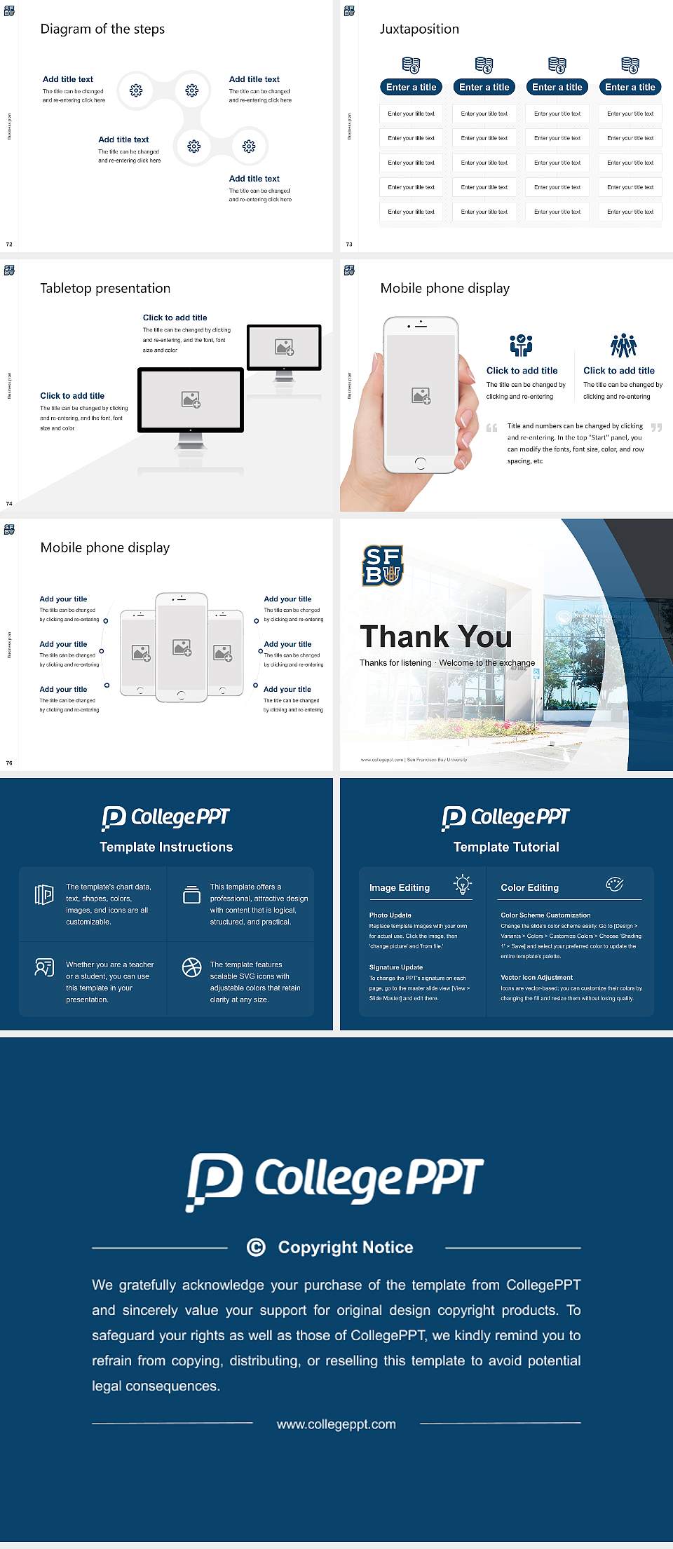 San Francisco Bay University Competition/Entrepreneurship Contest PPT Template4:3 ratio PPT effect preview image9