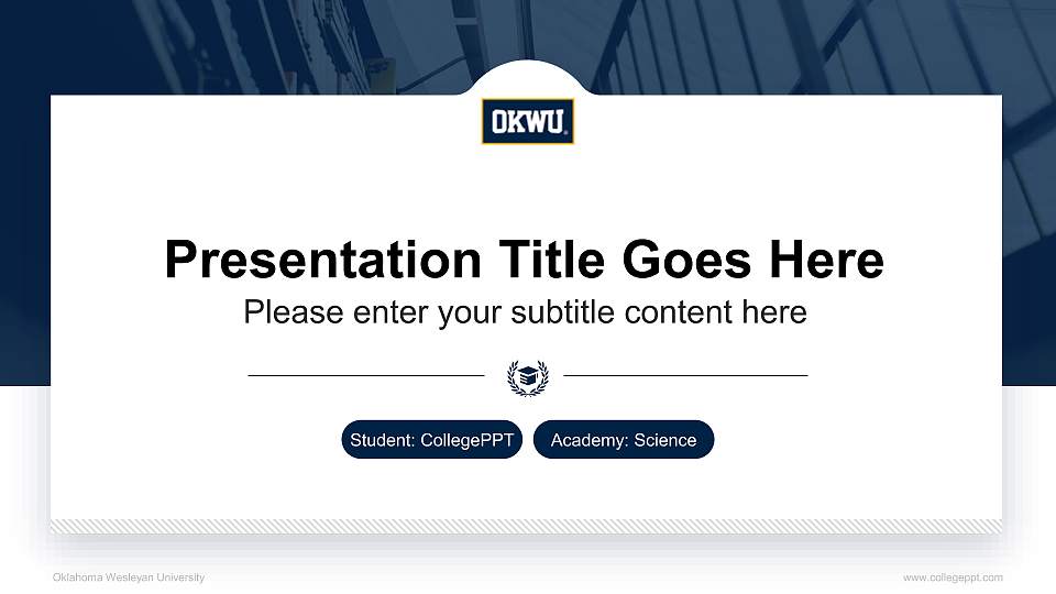 Oklahoma Wesleyan University National Scholarship Defense PPT Template16:9 ratio PPT effect preview image1