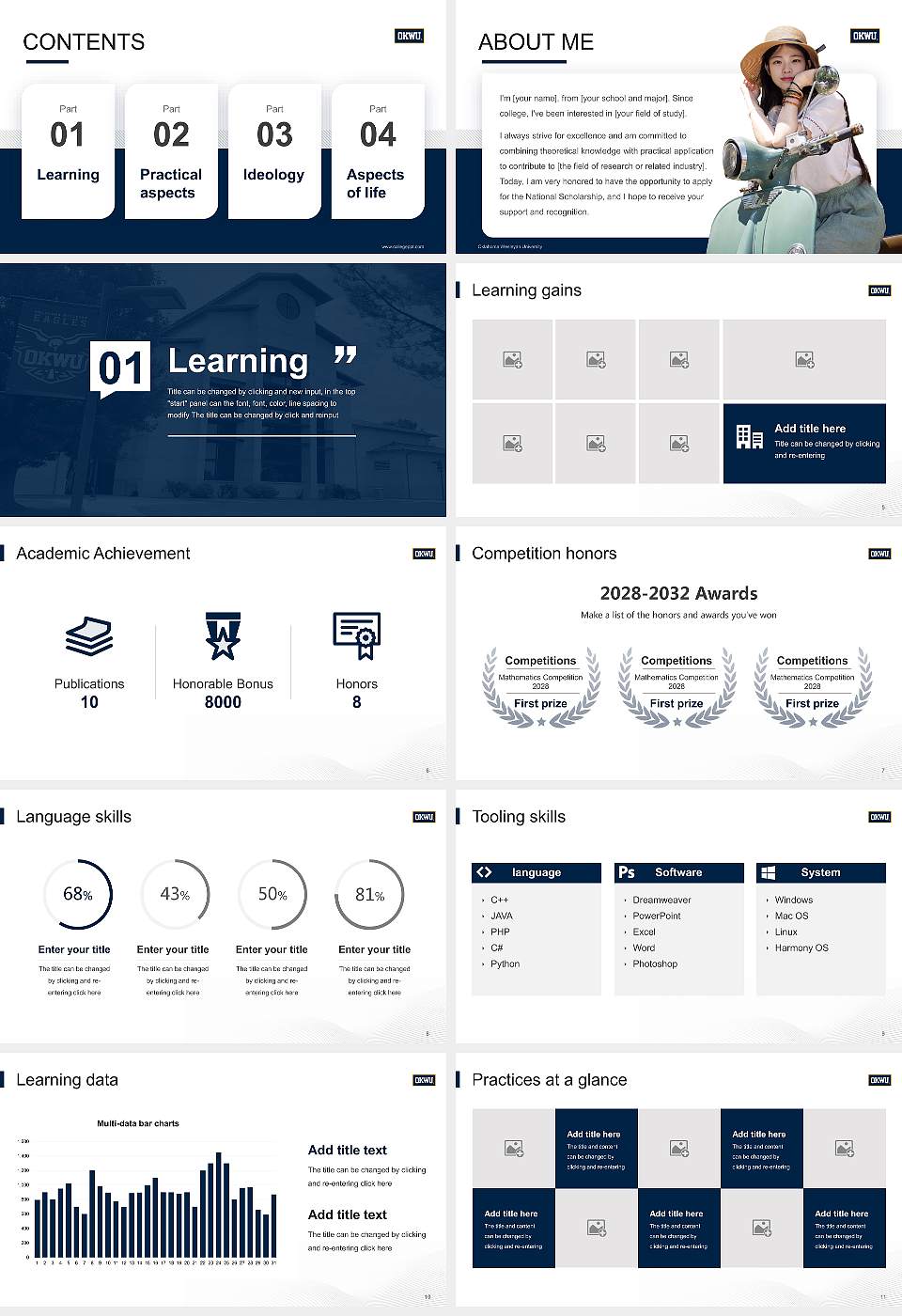 Oklahoma Wesleyan University National Scholarship Defense PPT Template16:9 ratio PPT effect preview image2