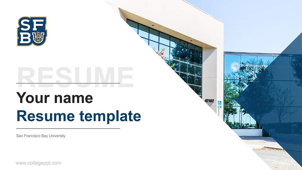 San Francisco Bay University Resume PPT Template16:9 ratio PPT effect preview image