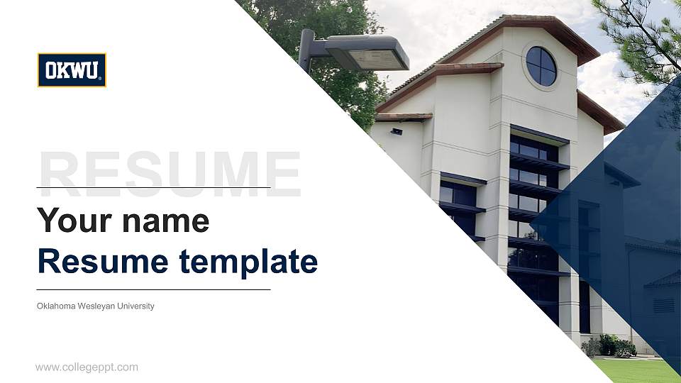 Oklahoma Wesleyan University Resume PPT Template16:9 ratio PPT effect preview image