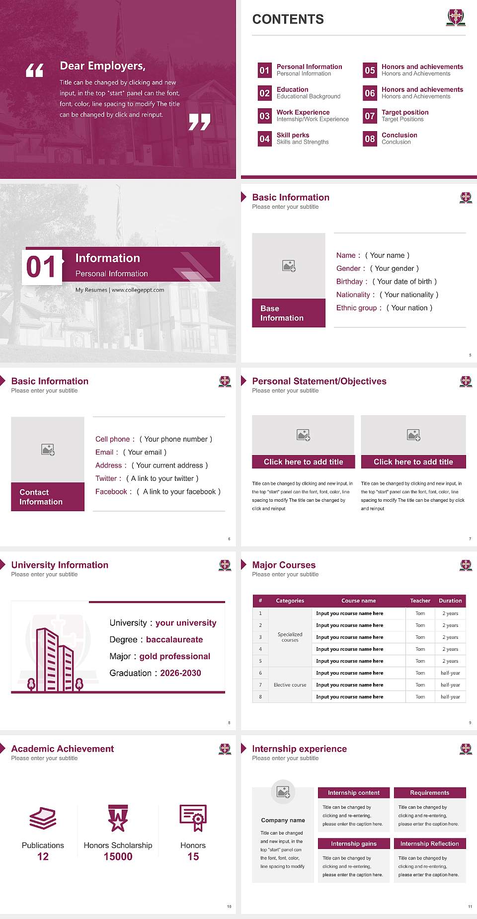 Omega Graduate School Resume PPT Template4:3 ratio PPT effect preview image2