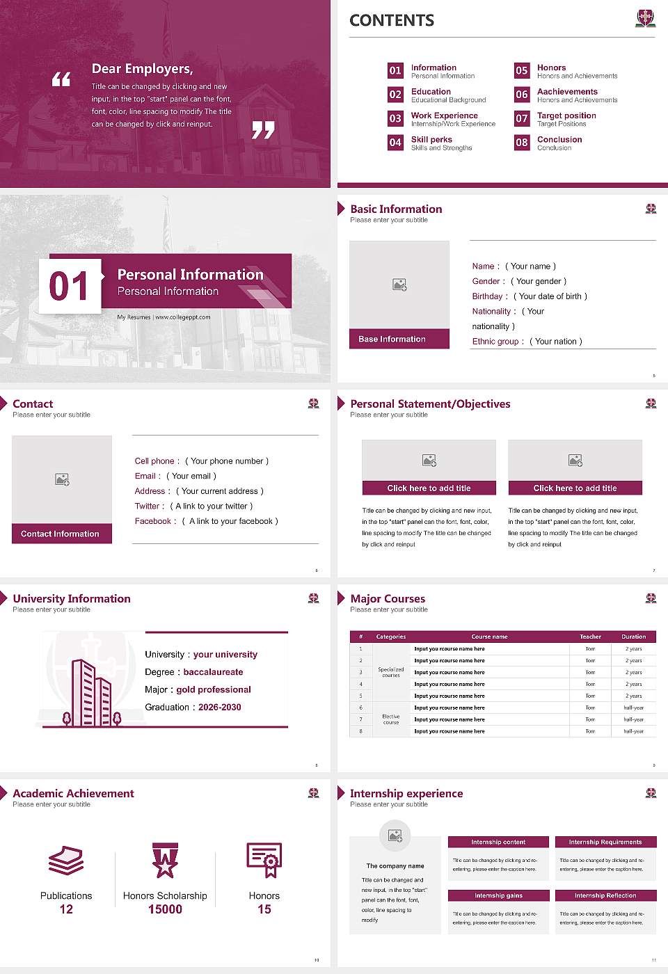 Omega Graduate School Resume PPT Template16:9 ratio PPT effect preview image2