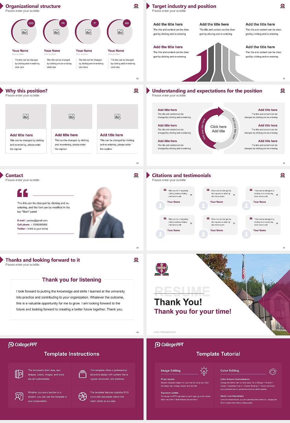 Omega Graduate School Resume PPT Template16:9 ratio PPT effect preview image4