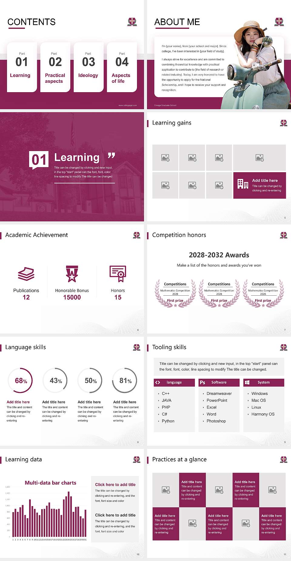 Omega Graduate School National Scholarship Defense PPT Template4:3 ratio PPT effect preview image2