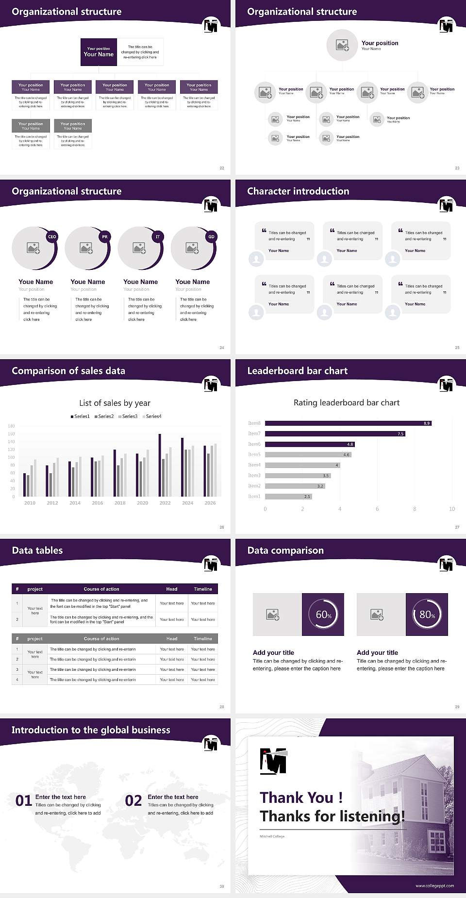 Mitchell College Academic Presentation/Research Findings Report PPT Template4:3 ratio PPT effect preview image4