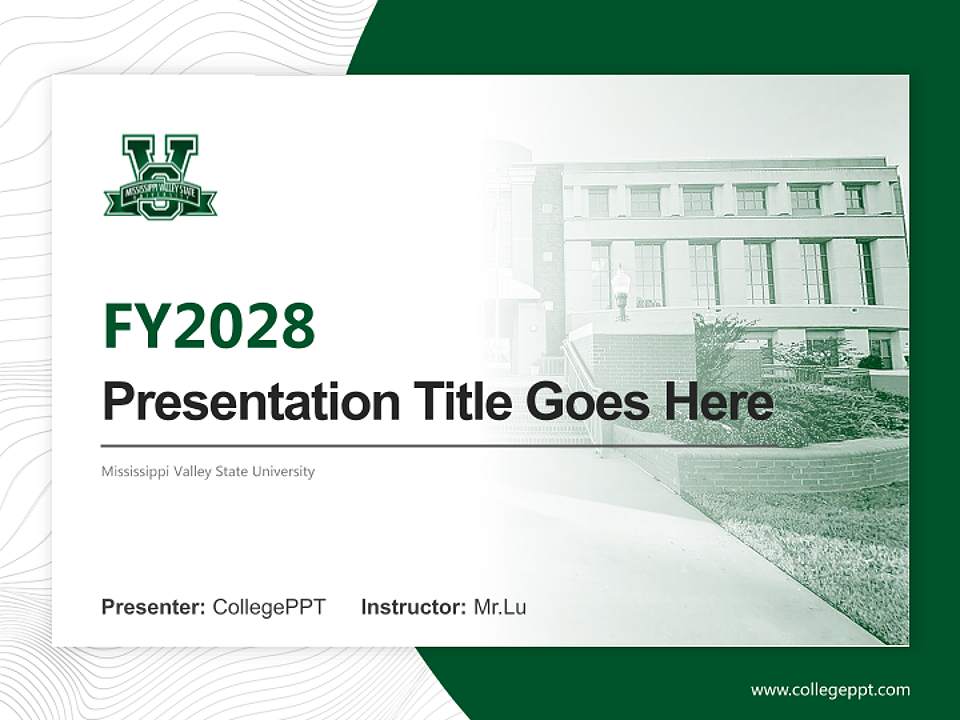 Mississippi Valley State University Academic Presentation/Research Findings Report PPT Template4:3 ratio PPT effect preview image5
