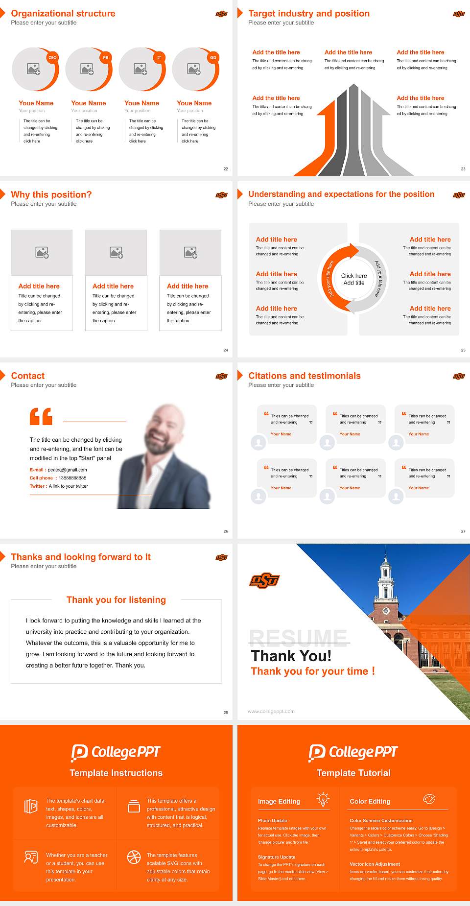 Oklahoma State University-Main Campus Resume PPT Template4:3 ratio PPT effect preview image4