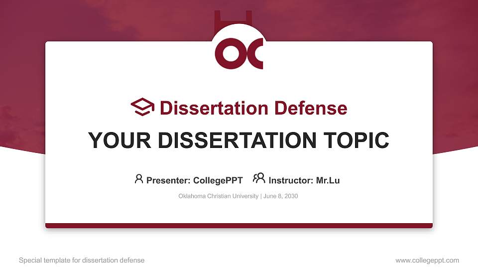 Oklahoma Christian University Graduation Thesis Defense PPT Template16:9 ratio PPT effect preview image