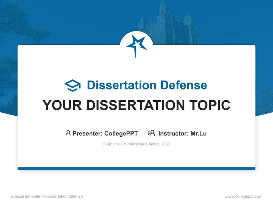 Oklahoma City University Graduation Thesis Defense PPT Template4:3 ratio PPT effect preview image7