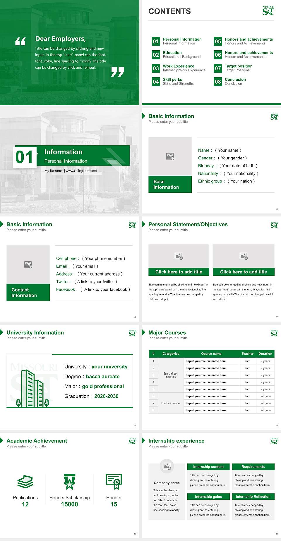Missouri University of Science and Technology Resume PPT Template4:3 ratio PPT effect preview image2